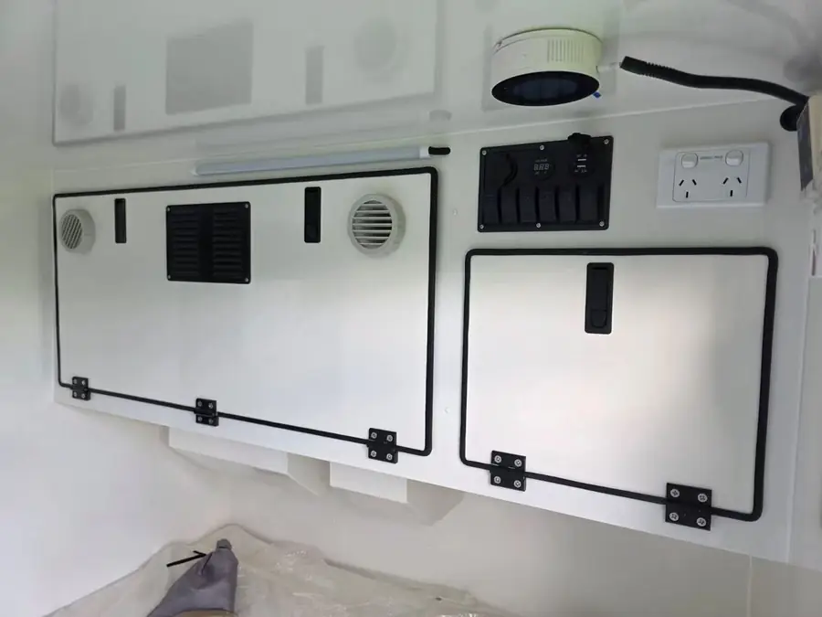 Cabin 12V panel, USB and 240V outlets